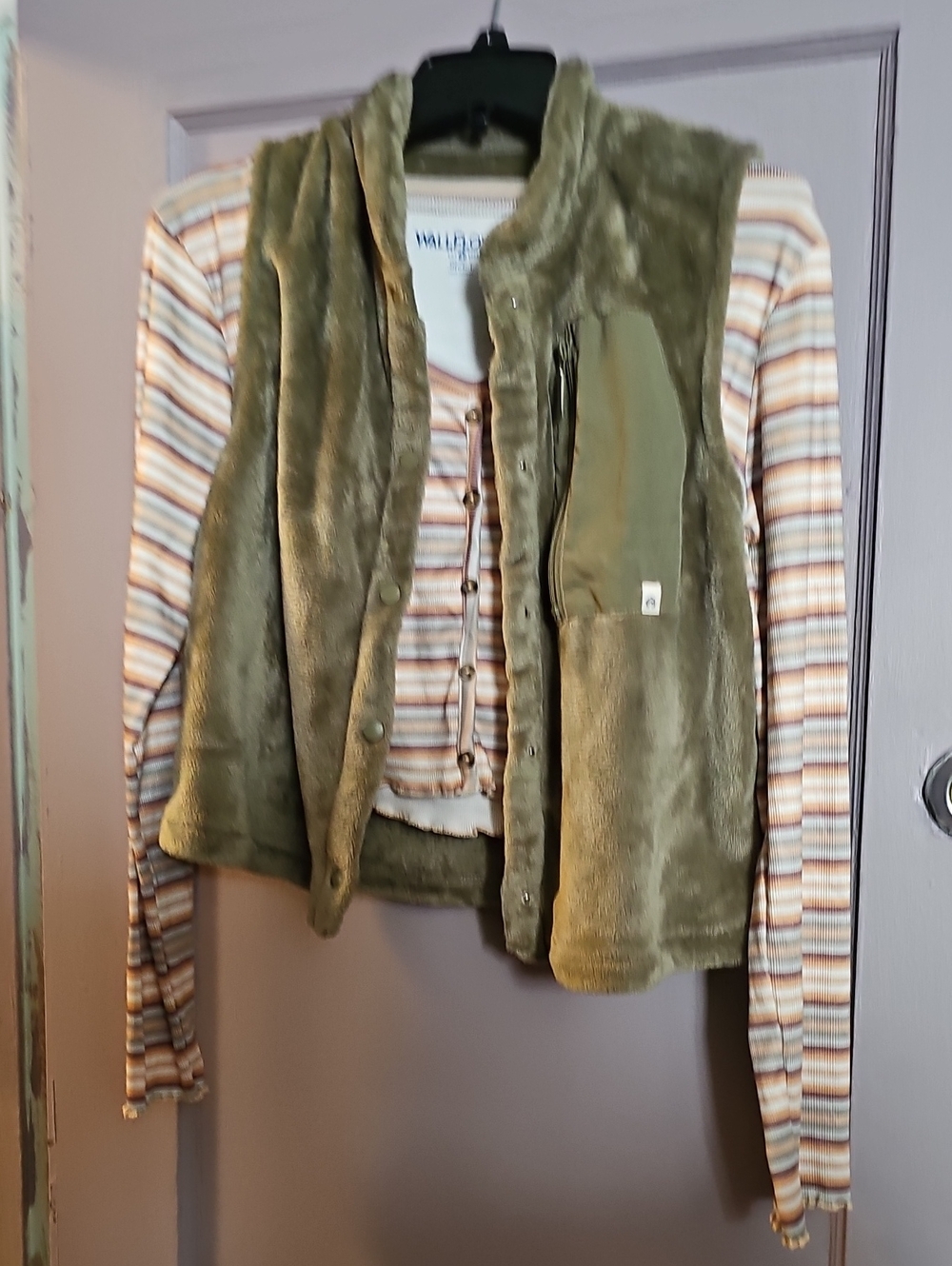 Women’s Olive Plush Teddy Jacket - Relaxed Fleece Vest